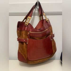 vintage authentic balenciaga suede and leather bag